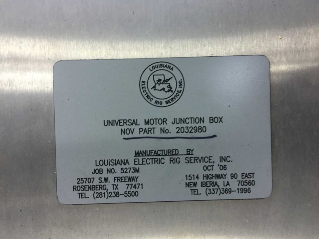 UNIVERSAL MOTOR JUNCTION BOX MAPS OFFSHORE SERVICES PTE LTD